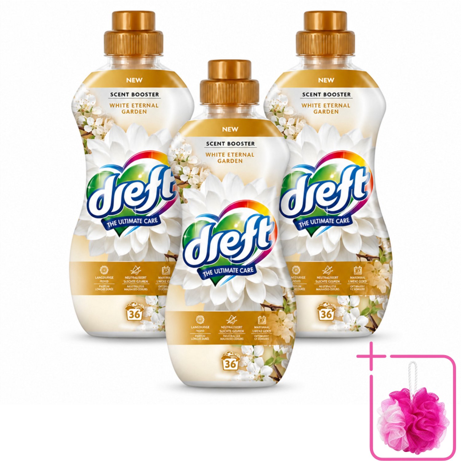 3 x Dreft – White Eternal Garden – Vloeibare Geurbooster – 720 ml – 36 wasbeurten - Bulkverpakking - Wasgeur - Douchemop - Wasgeurbooster