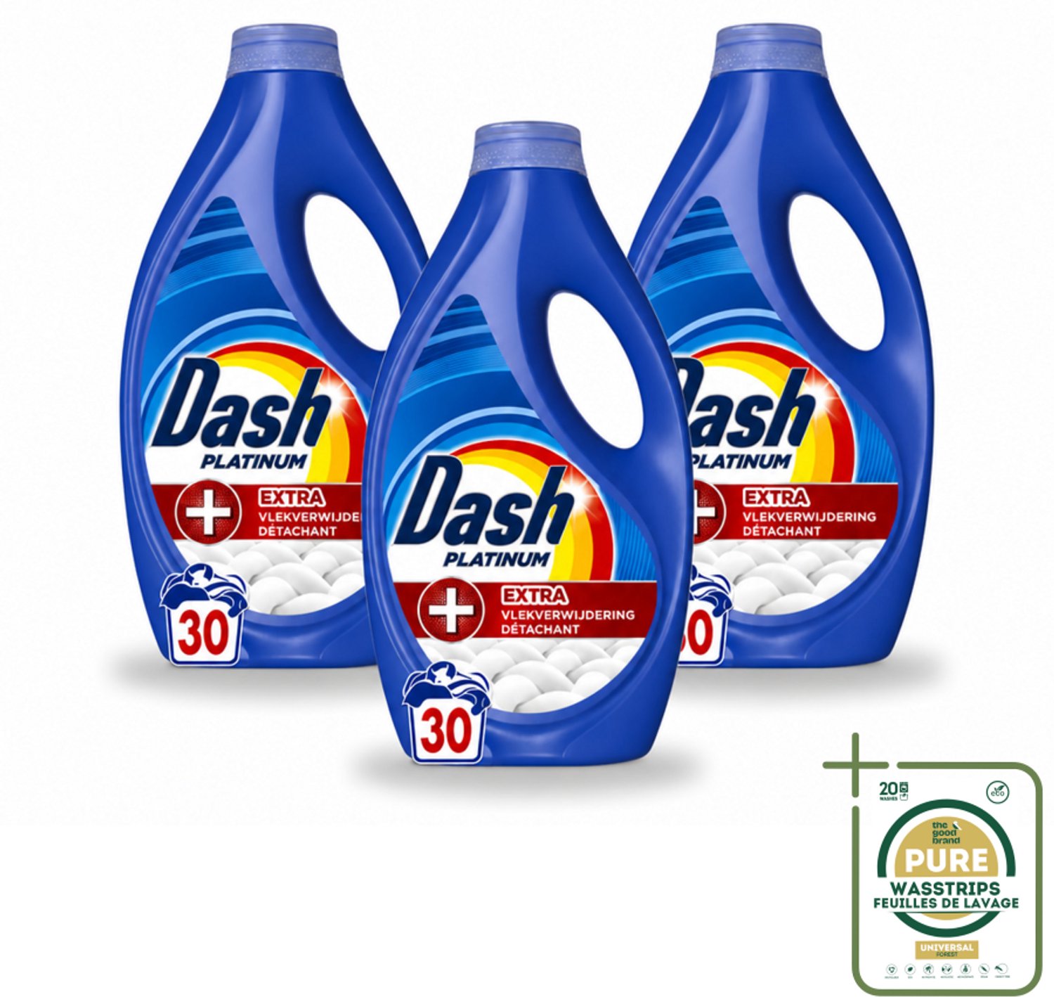 3 x Dash – Wasmiddel – Platinum – 1350 ml - Wasstrips - Wasmiddel - Vlekverwijdering - Krachtig Wasmiddel - Fris Wasmiddel - Voorbehandeling