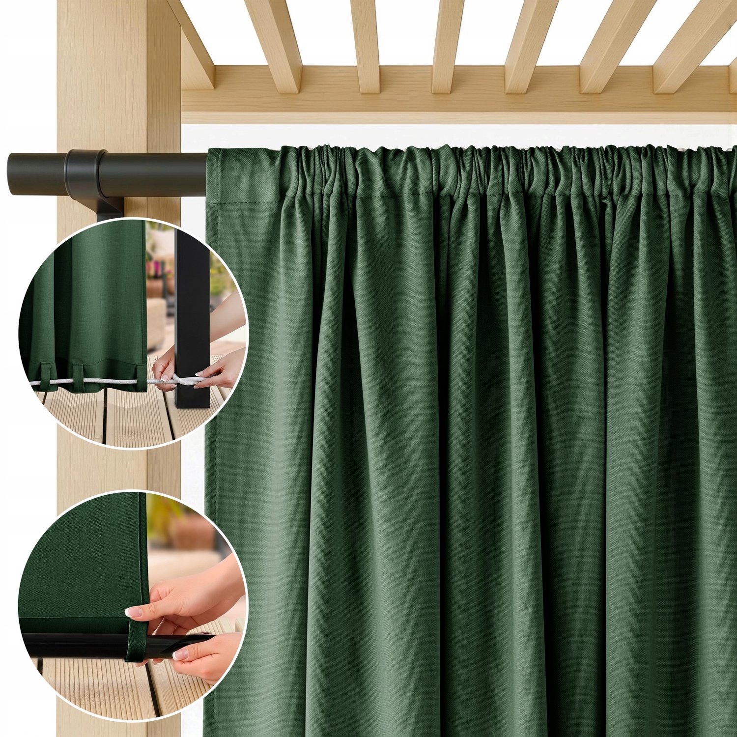 FILUMI Tuindoek Balkon Linnenlook Waterdicht Groen 250x230cm