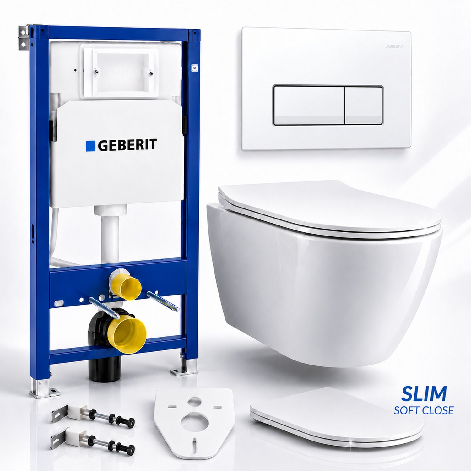 Badland toiletset - Geberit Duofix Basic Delta - ROLO wit - Delta50 rechthoekig wit - 115119111