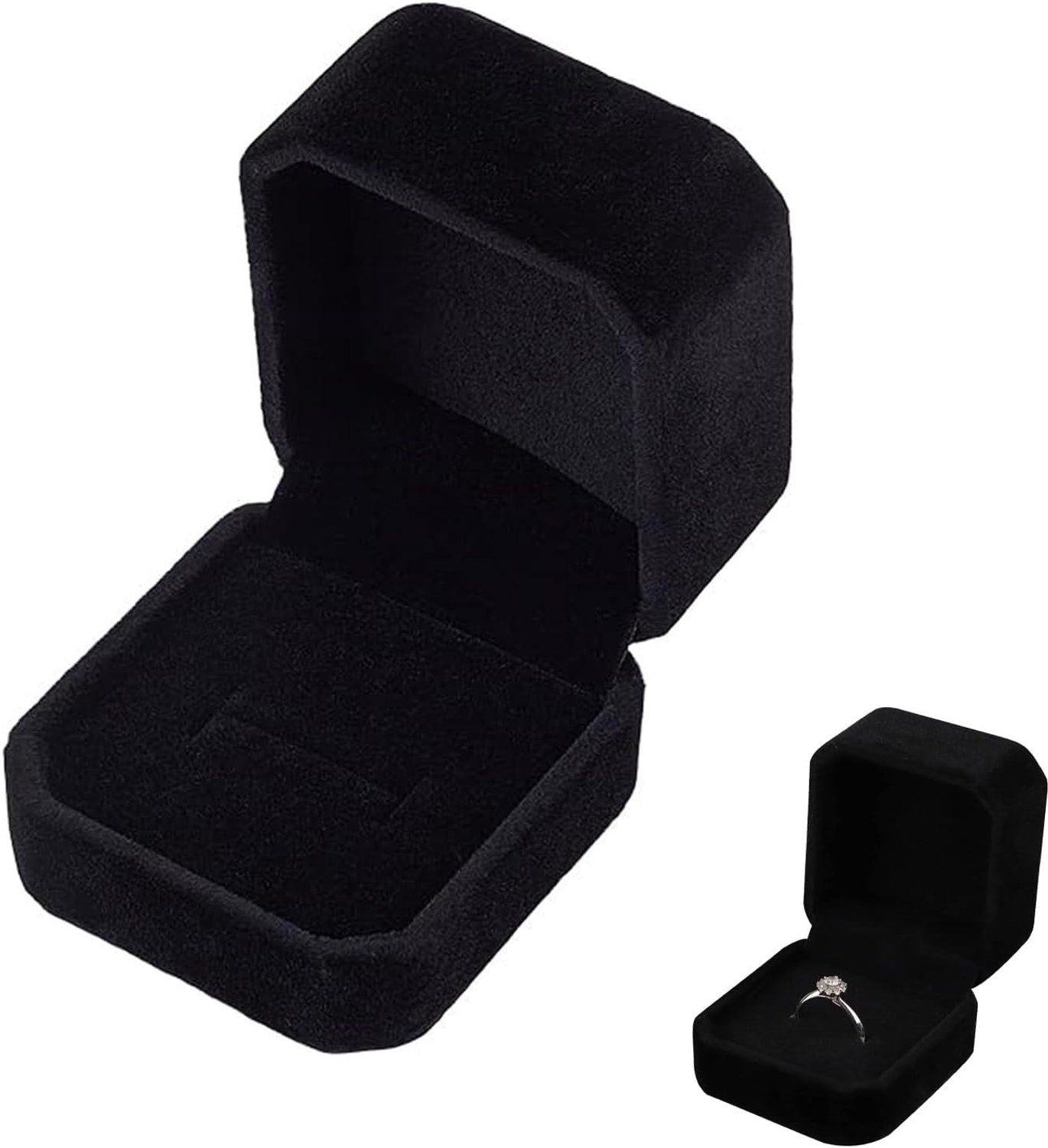 Ringdoos, zwart fluweel ringdoos ring doos sieraden etui voor ring