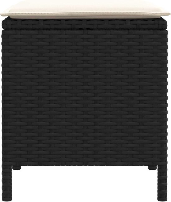 Poly rotan kruk set van 2 38x38x45 cm zwart crème — afbeelding 5