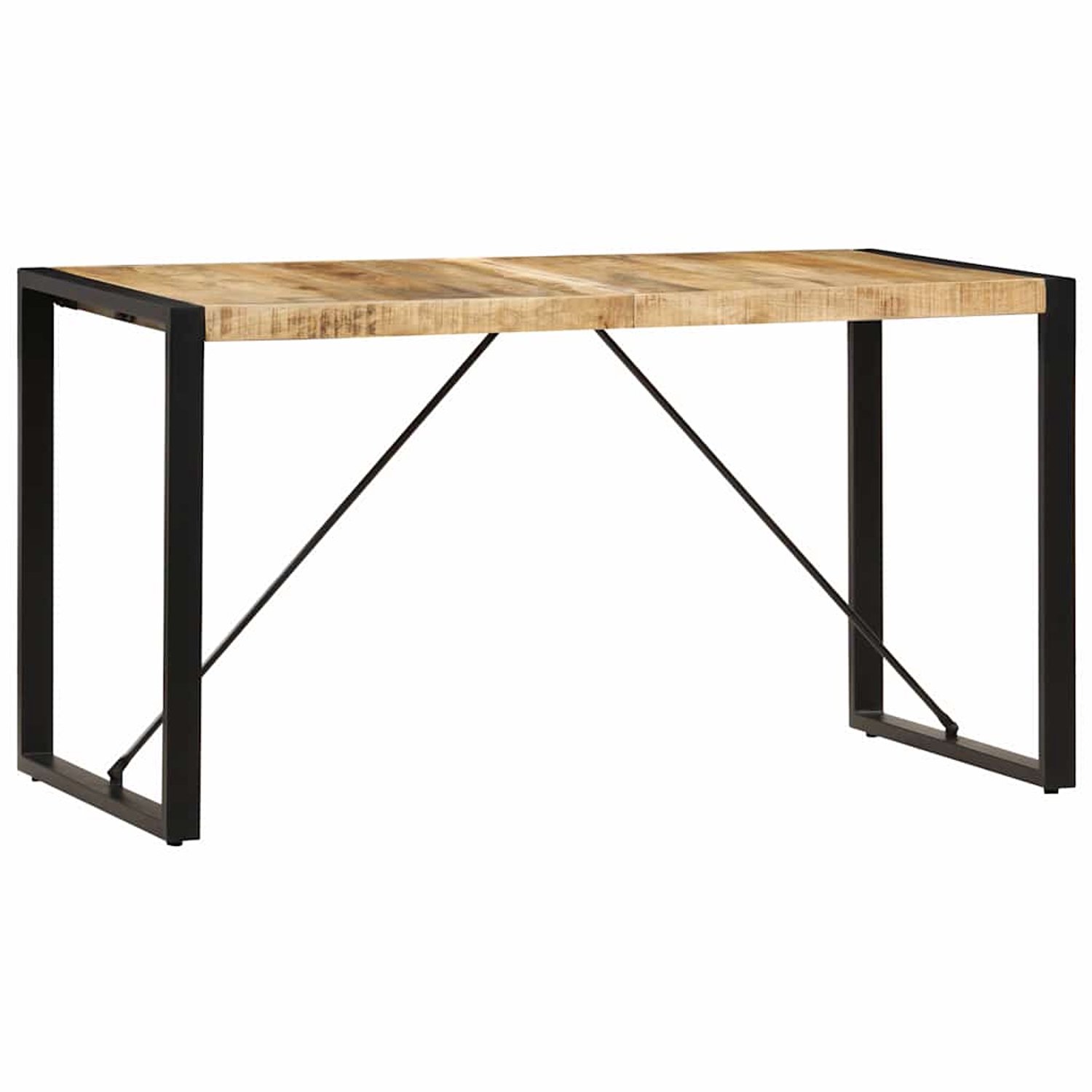 vidaXL Eettafel - 140x70x75 - cm - massief - mangohout bruin en zwart