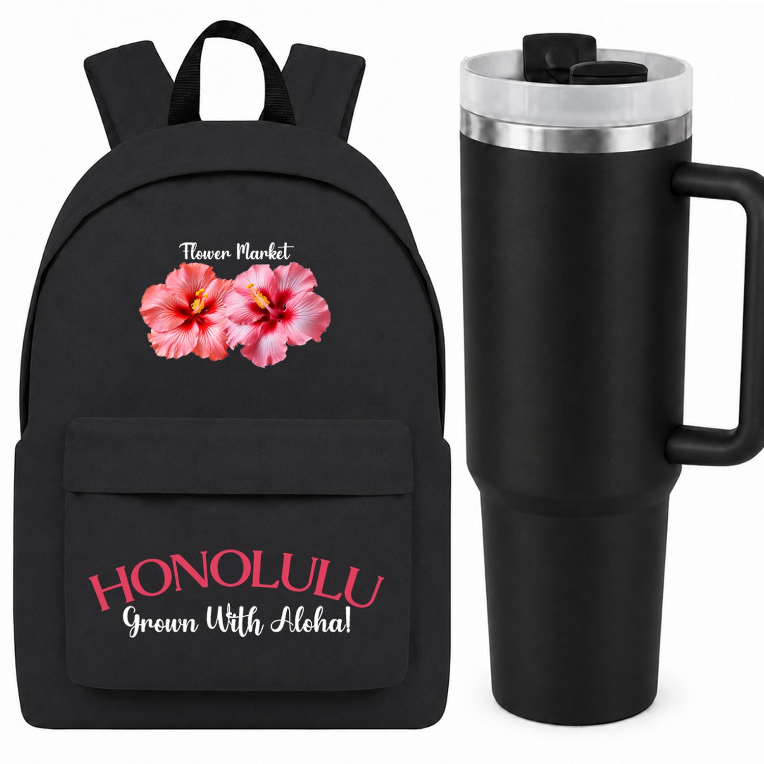 Zwart Rugzak & Thermobeker Set - 1.2L - Honolulu