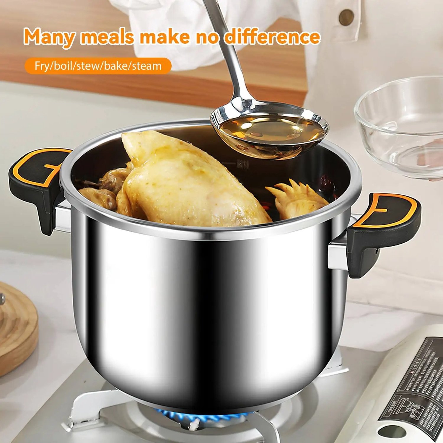 Vurnomi Snelkookpan - Pressure cooker - Kookpan - Snelkookpot - Koken - 4 liter - Hittebestendige Handgrepen – 25,5 cm - RVS look