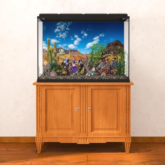 180x46cm Reptiel Habitat Achtergrond Blauwe Hemel Oase Cactus Woestijn Terrarium Achtergrond Vinyl Achtergrond — afbeelding 2