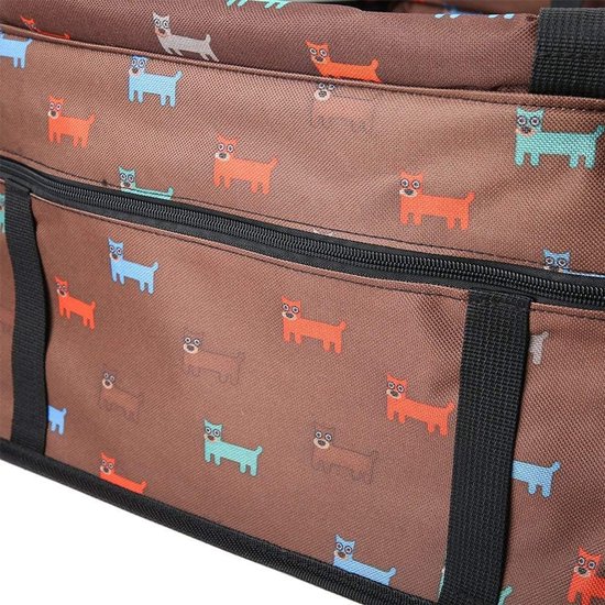 lyrlody Wasbare hondenautostoel, 3-in-1 opvouwbare huisdier-kattenautostoel, reisstoel, ademende hondenautostoel voor auto, SUV, vrachtwagen, met veiligheidsgordel (bruin) — afbeelding 4