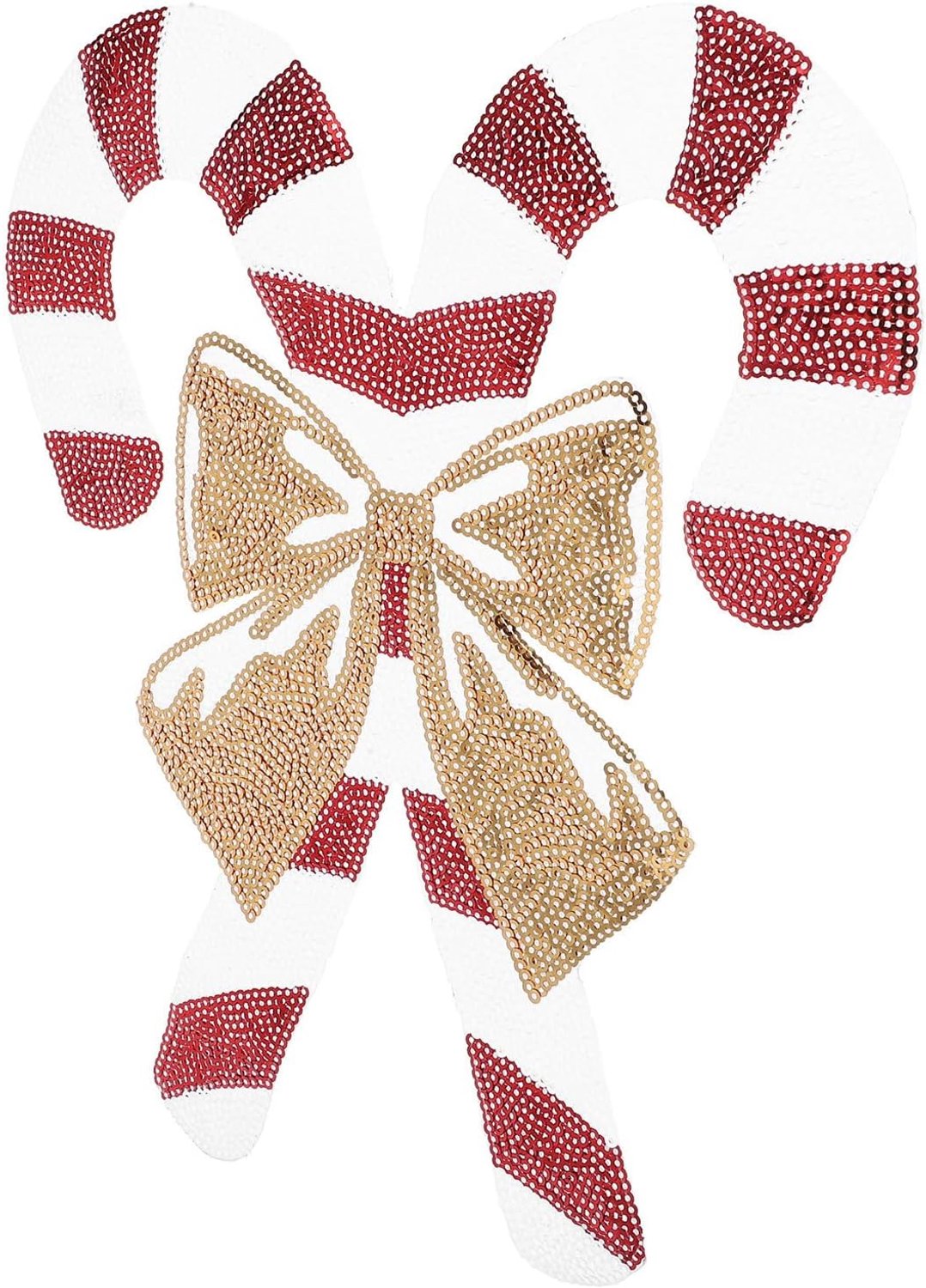 Kerst Candy Cane Pailletten Patch met Borduursel Naaibaar Versieringspatches voor Kleding Tassen Hoeden Geschikt voor Feestdagen Kerstvieringen