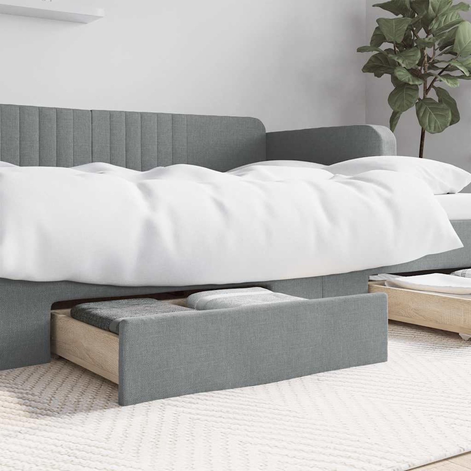 Set van 2 bedladen onder het bed, lichtgrijs onderbedcommode met wieltjes, opbergruimte, organizer, slaapkamer, onderbedbox, opslag