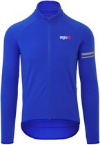 AGU Essential - Fietsshirt Lange Mouw - Thermo Wielrenshirt - Heren - Blauw - M - Fleece Kraag - Reflecterende Details - 3 Zakken - YKK Rits