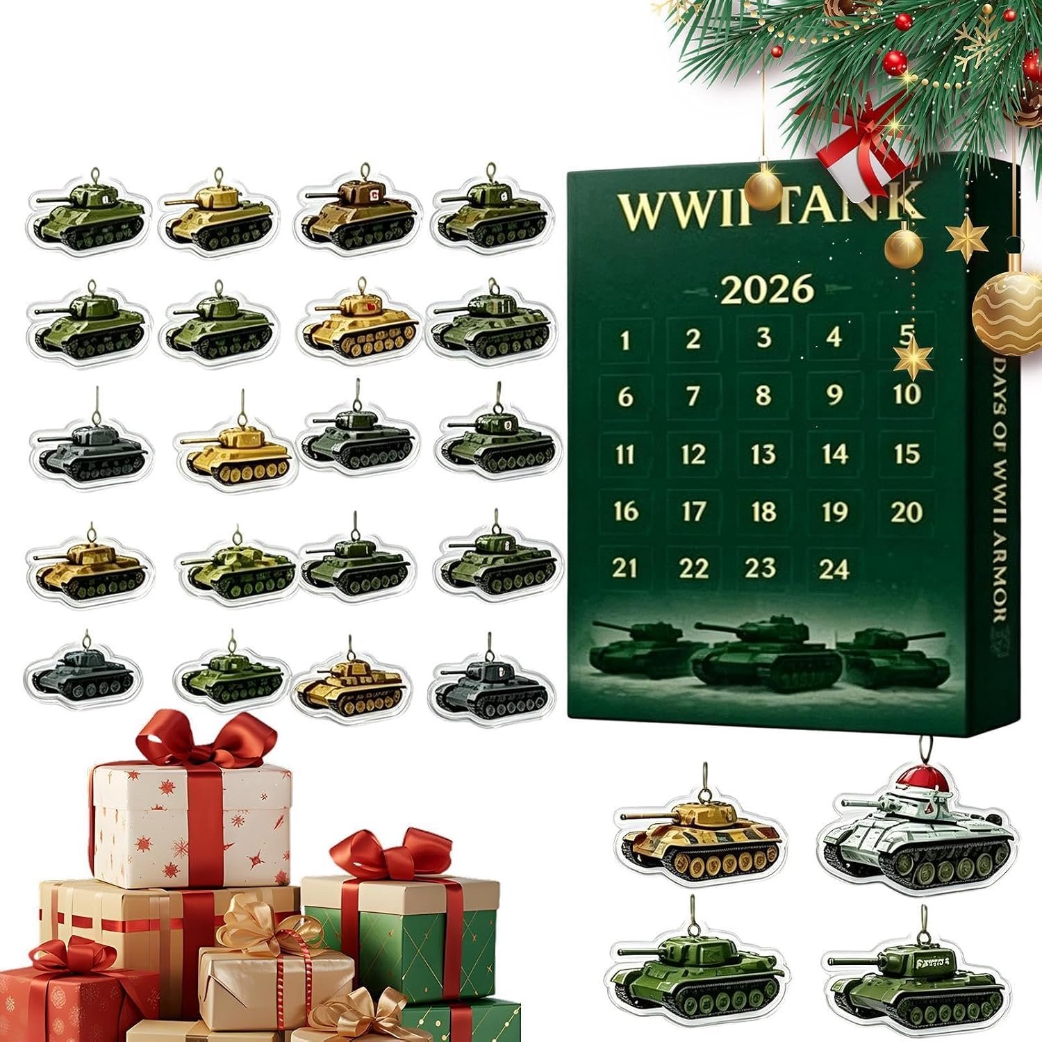 Aftelkalender Kerstmis 2026 2D acryl verzamelbare hangers
