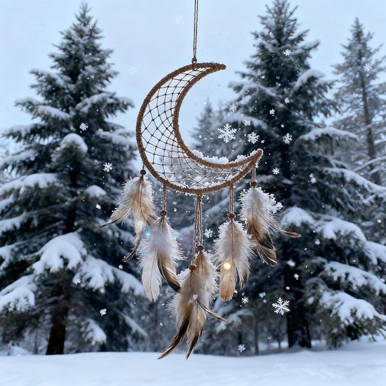 18 Stuks DIY Craft Rings woondecoratie Moon Dreamcatcher Beige — afbeelding 4