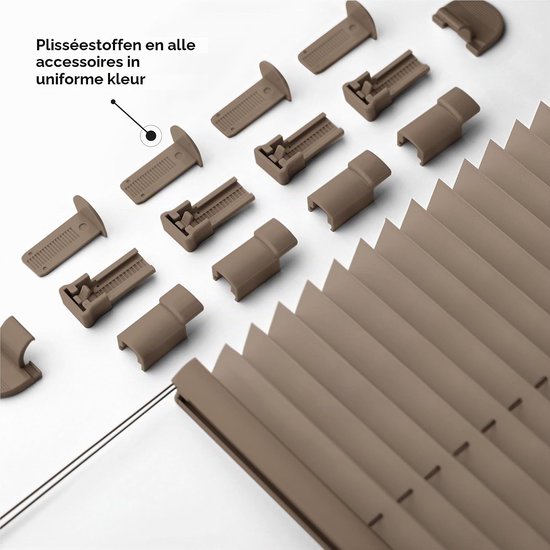 Sonello Plisségordijn Zonder Boren 60x100 cm Plissé Klemmfix Bruin — afbeelding 3