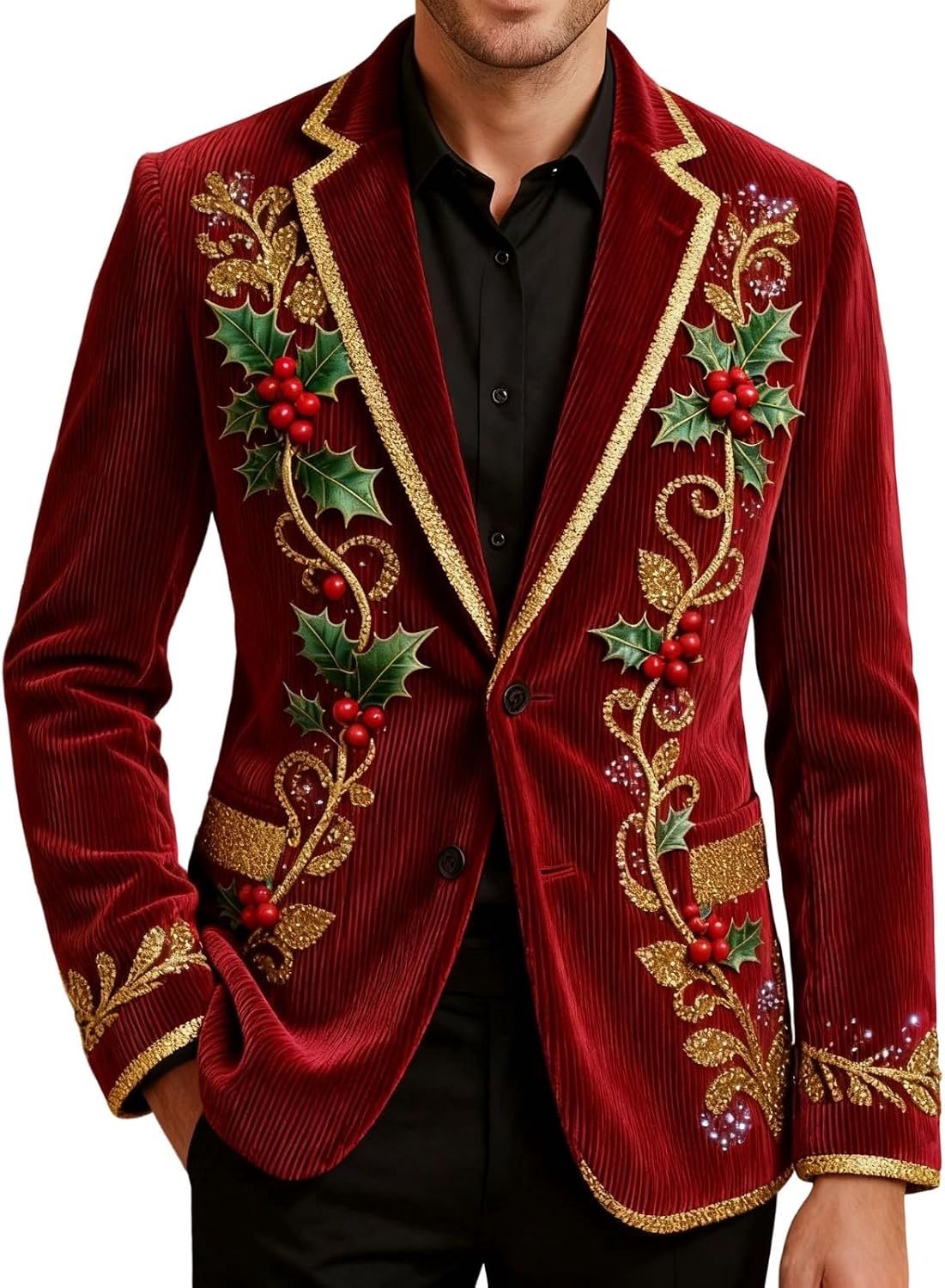 Générique Bedrukte corduroy jas, ideaal voor feestjes en formele evenementen. Elegant design en comfortabele pasvorm.
