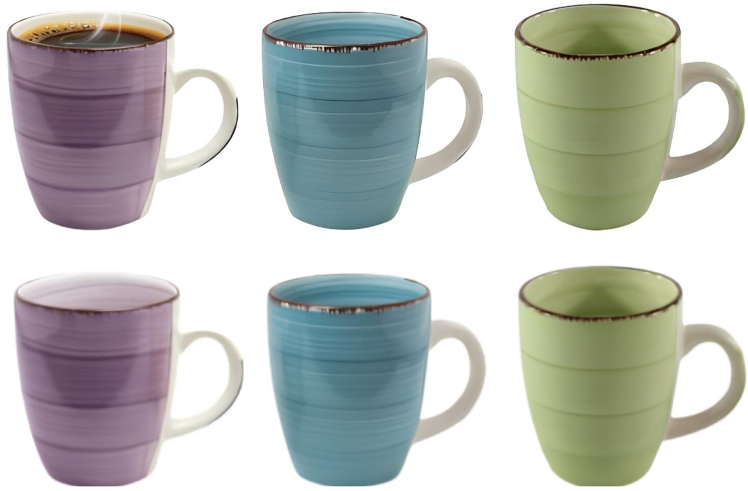 Bellatio Design Koffiemok Colourful Morning - set van 6 - multi mix - keramiek - 340 ml - theemokken