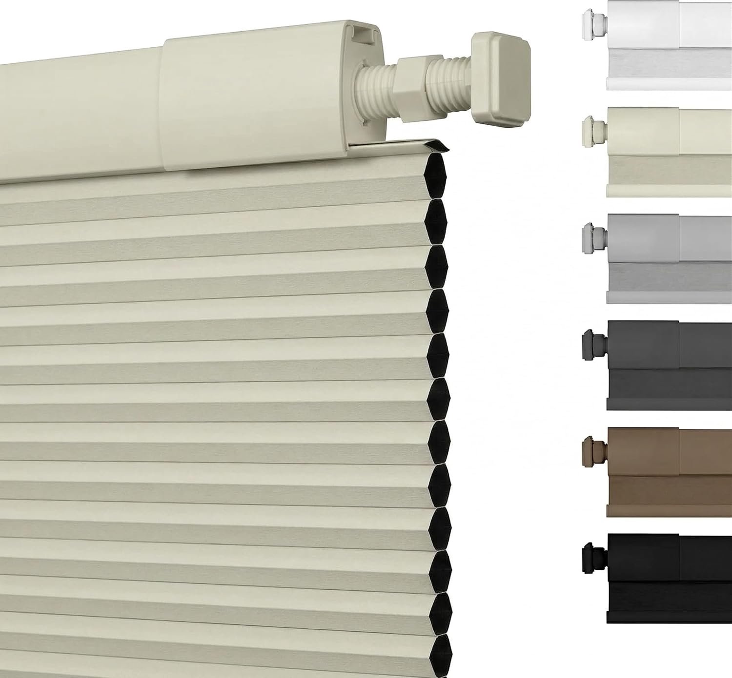 Geen boormachine nodig Draadloze honingraatgordijnen Verduisterende isolerende jaloezieën voor thuis Gemakkelijk te plaatsen plisségordijnen voor slaapkamer en kantoor(Beige,147cm B x 120cm H)