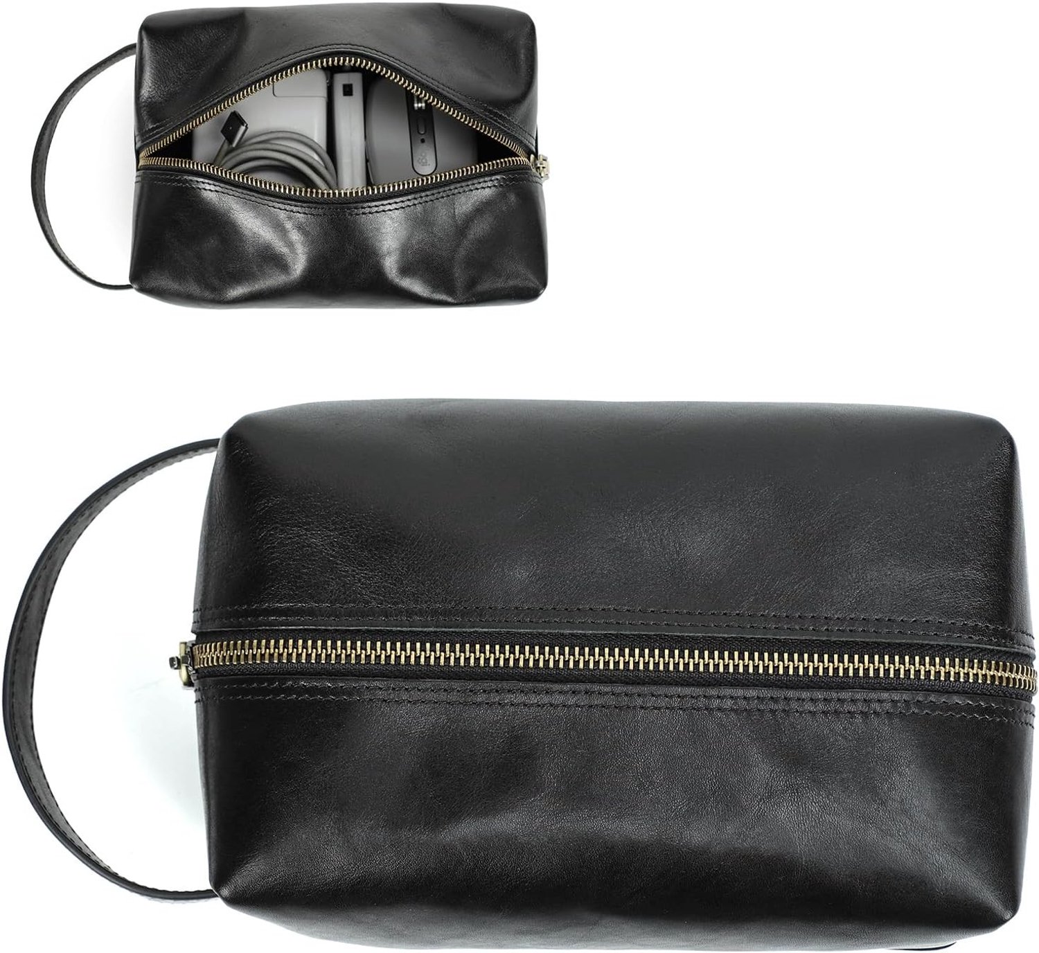 Essentiële Organizer Tas voor Elektronica, Draagbare Opbergtas van Leer voor Accessoires, Zwart, Bescherming en Opslag van Gadget Accessoires