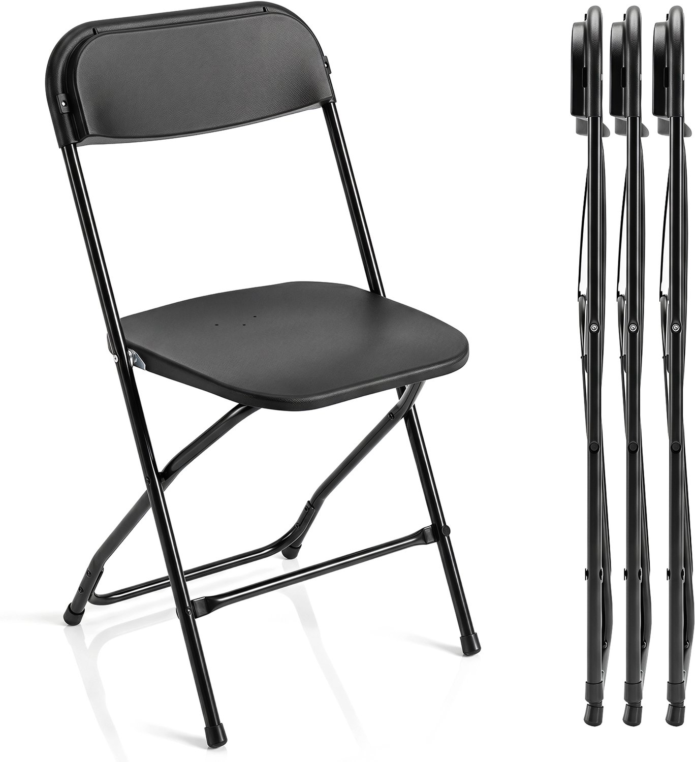 Costway Klapstoelen, set van 4, gaststoelen met metalen frame (zwart)
