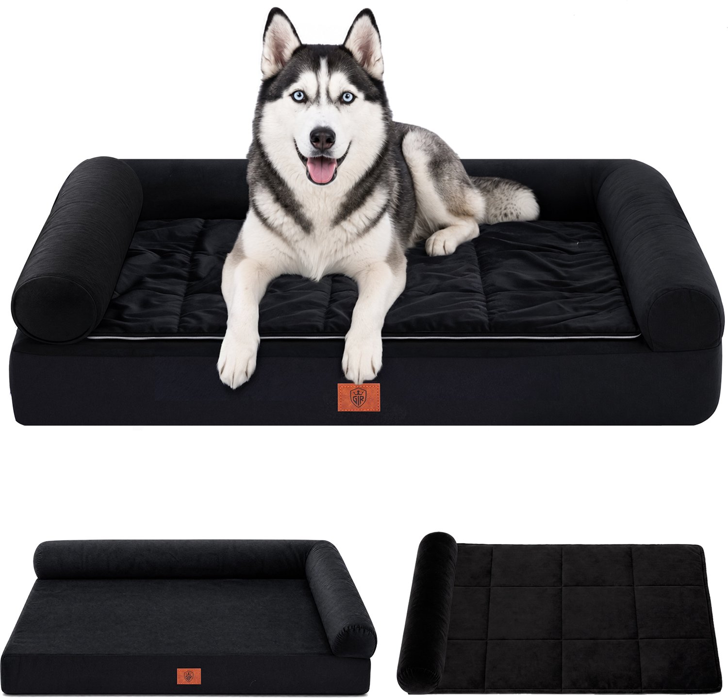 GTPLAYER - Hondenbed 104x64x15 cm - Eierschaal Schuim Waterdicht Wasbaar - Zwart