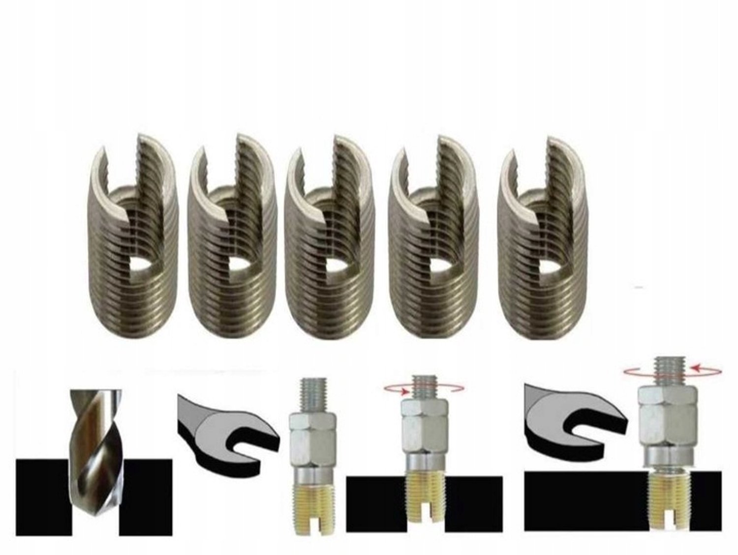 BaerCoil M6x1.0 Messing Zelfsnijdende Schroefdraadbus