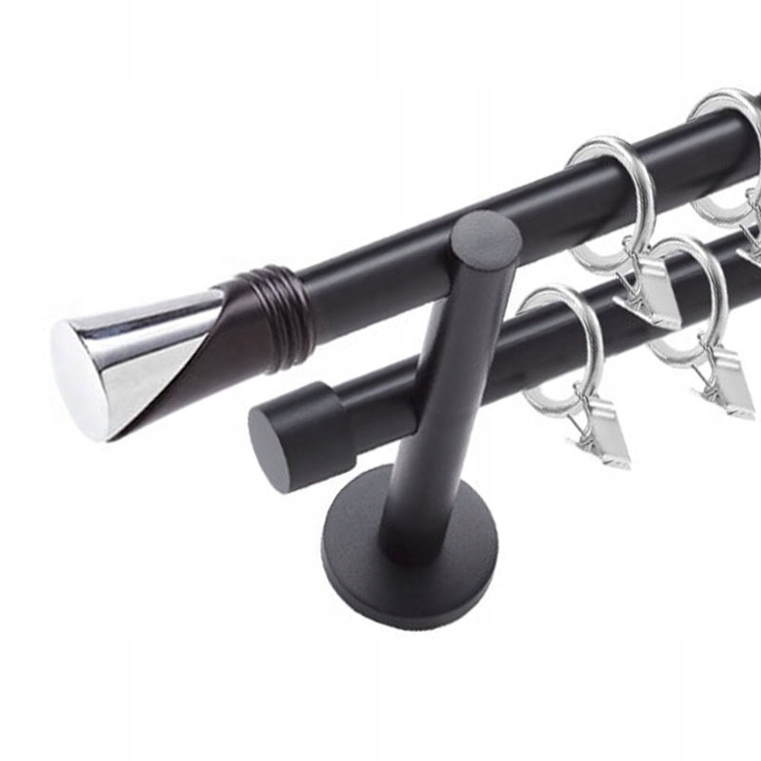Dubbele Gordijnroede 140 cm - 19+19 mm Metaal