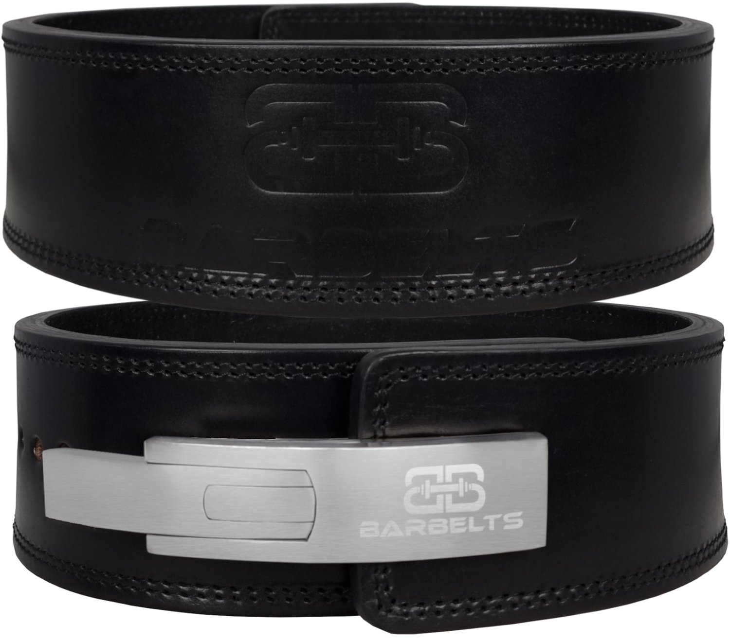 Barbelts Onyx Lever Belt 13mm - Zwart - Maat M - Powerlift riem 100% leer - RVS clipsluiting