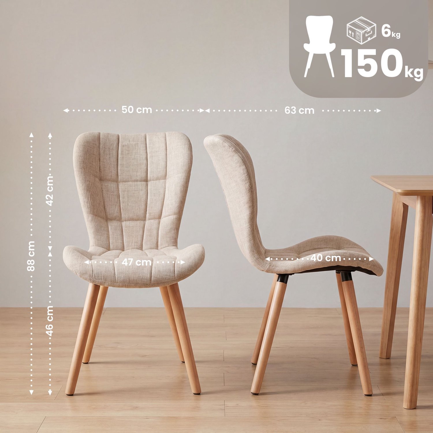 Luxe Comfort Verona 0067 stoel - stof - crème Stof/creme