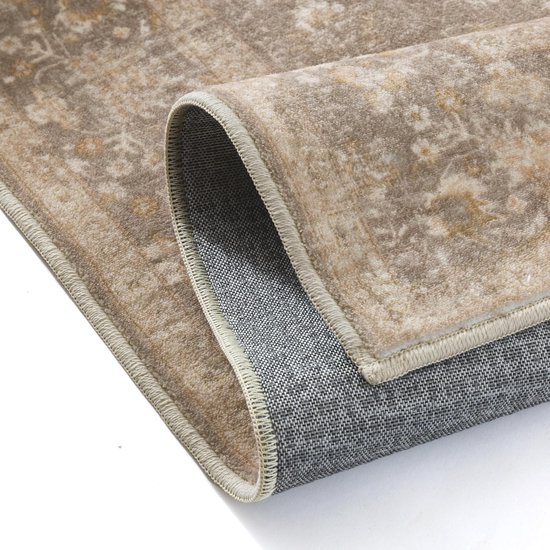 Wasbare Vintage Bloemen Tapijt 120 x 170 cm voor Woonkamer, Slaapkamer en Keuken - Antislip, Boho Stijl, Kort Pool, Donkerbruin, Ideaal voor Binnengebruik — afbeelding 5