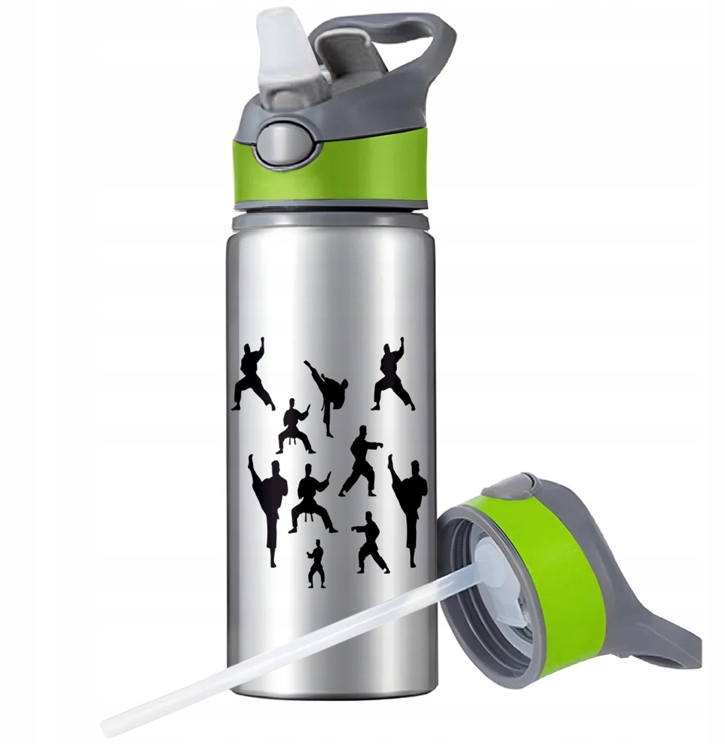 Sport Bidon Aluminiowy 650ml z Uchwytem i Słomką