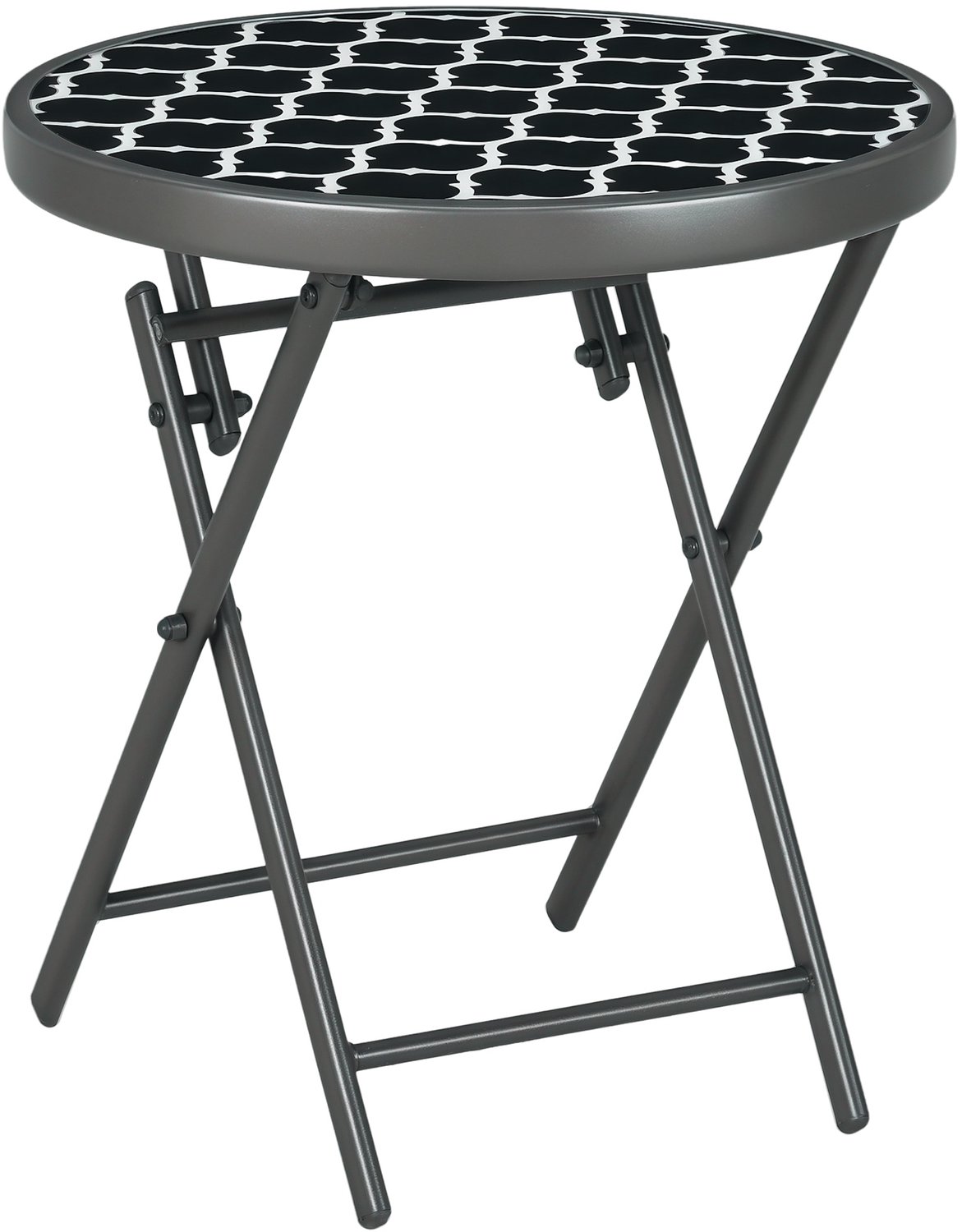 Outsunny bijzettafel voor op het terras - Metaal - 45x45x50cm - Zwart