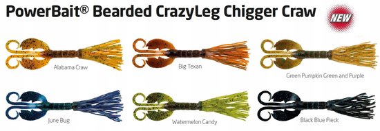 Berkley PowerBait Bearded Crazyleg Chigger Craw Black Blue Fleck 11cm Groen 11.5cm van Berkley — afbeelding 2
