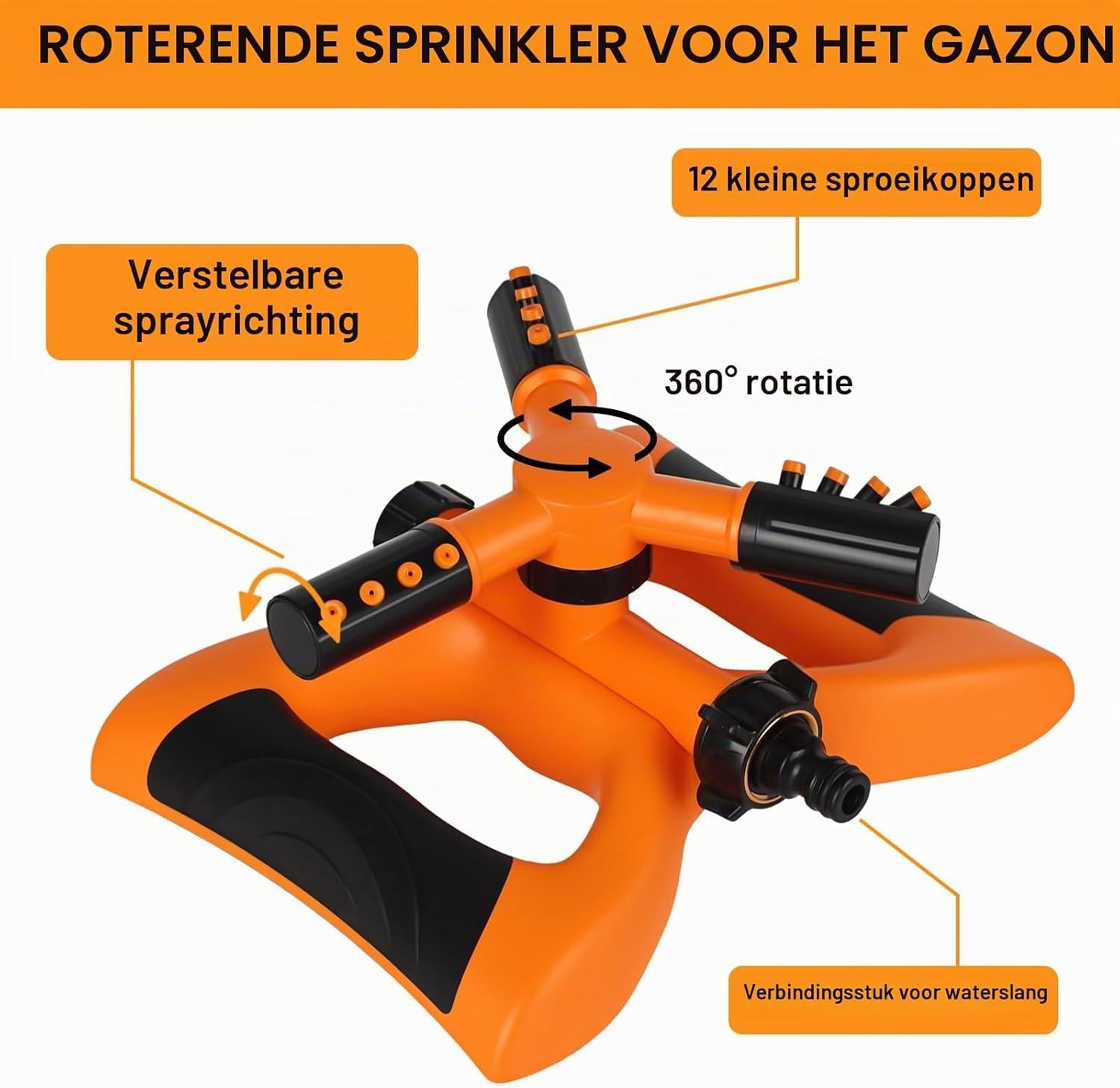 360 Graden Circulaire Tuinsproeier met Snelle Koppeling voor Irrigatiesystemen, Ideaal voor Gazon, Planten en Bloemen