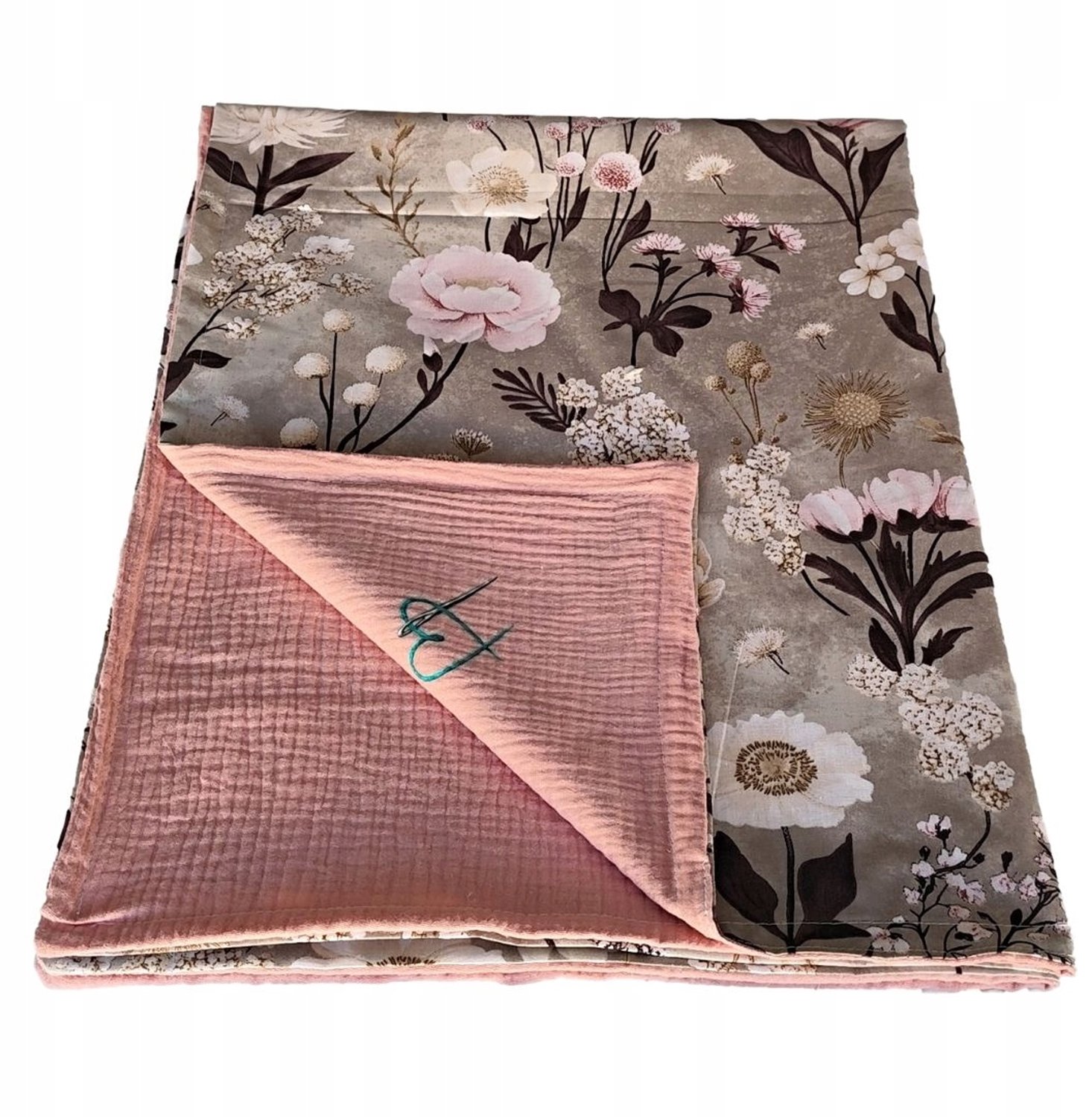 Mu&Mu Muslin Baby Dekentje Retro Bloom 100x70 cm - Zacht Roze
