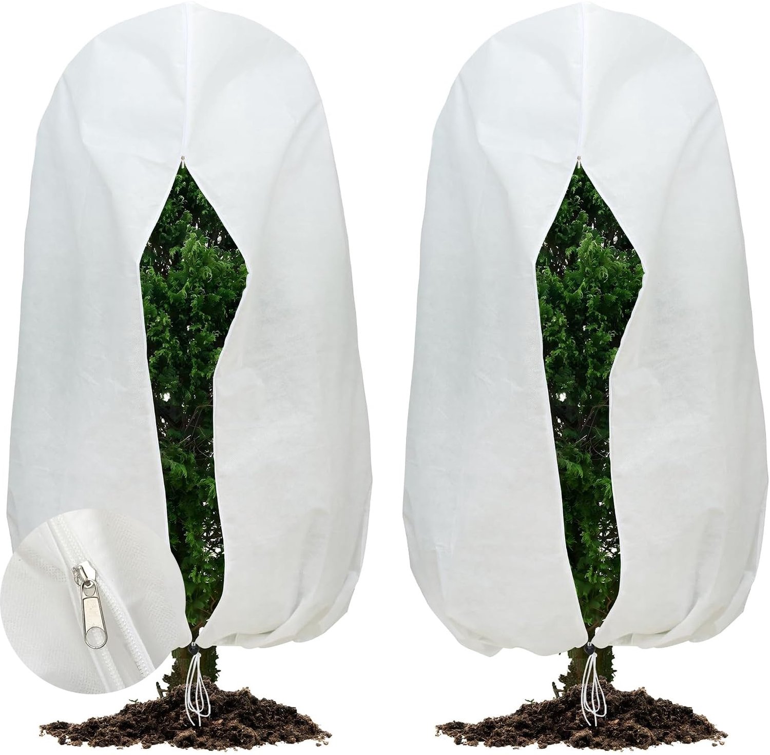 Famanu - Winterplantenafdekking - Bescherming tegen vorst en kou - Ademend vliesstof - Groen 2 stuks