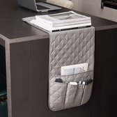 Organizer voor afstandsbedieningen van fauteuils/banken met antislipvoet | Opbergrek met vijf vakken voor afstandsbedieningen en mobiele telefoons - Beige