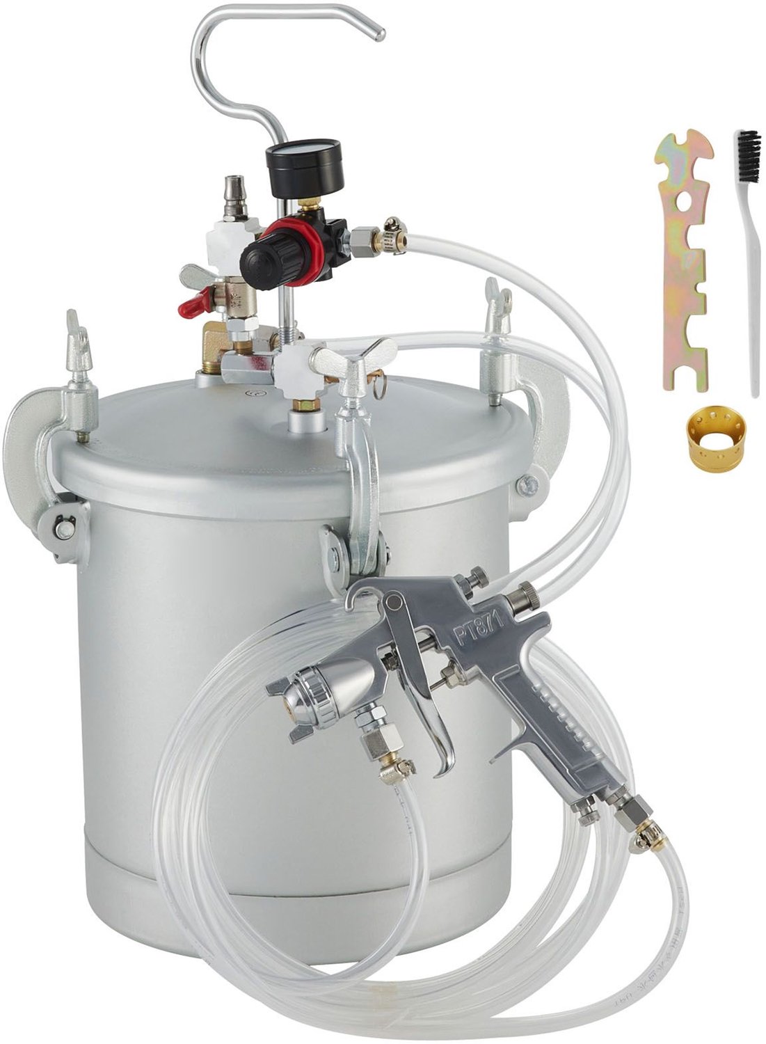 Commerciële verfdruktank van 2-5 gallon (ca. 9-5 liter)- drukvat voor verf- 10 liter drukvat- spuitpistool met 1-5 mm sproeier- verfspuit voor verf met een inhoud van 10 liter.