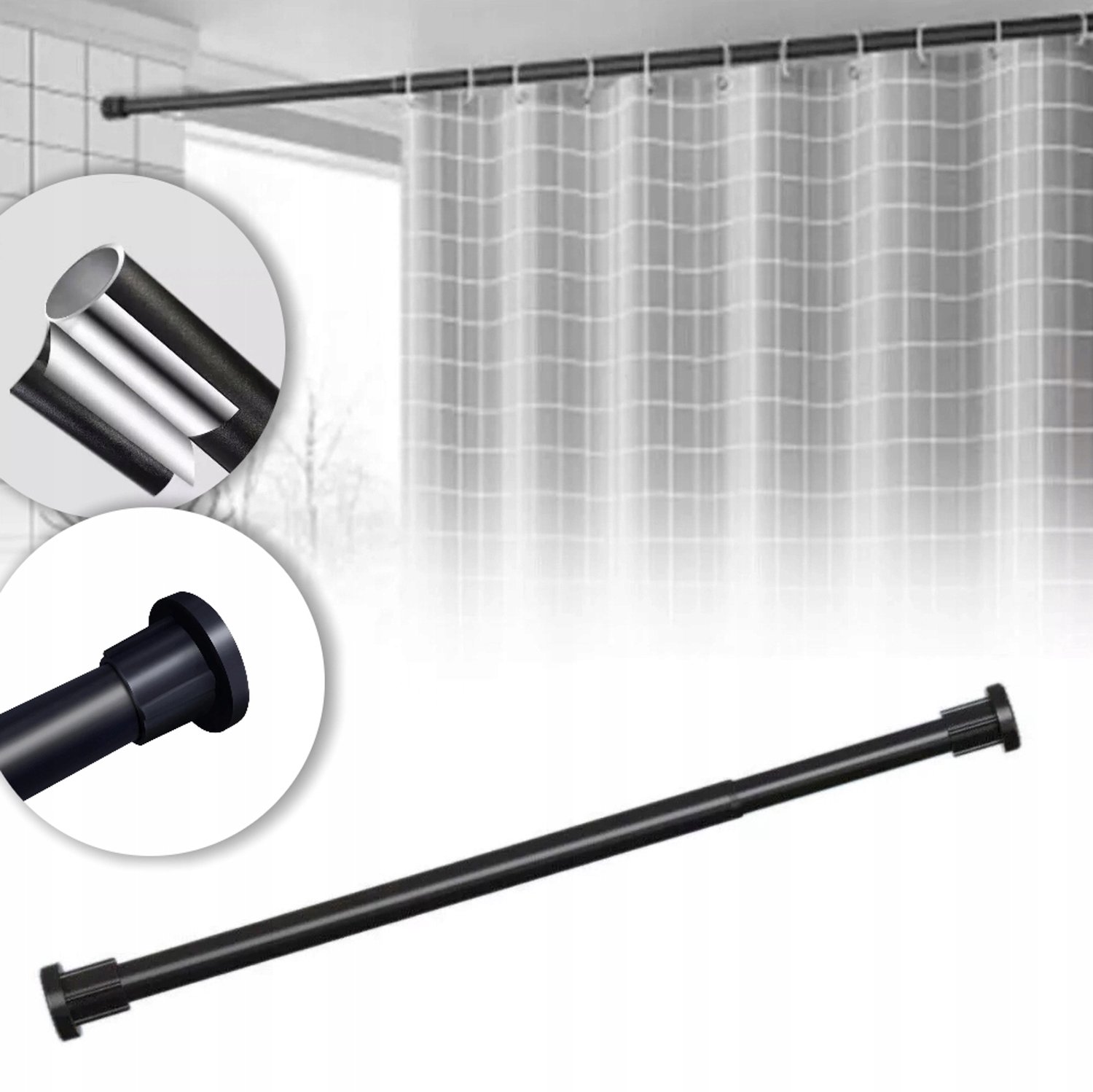 Merkloze Telescoop Gordijnroede Douche - Zonder Boren - 70-120cm