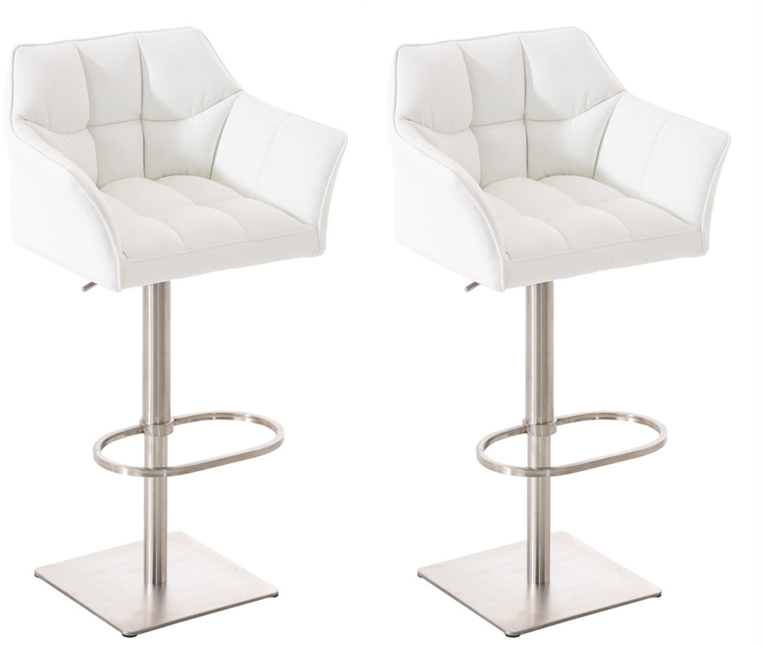 Luxe Comfort Torino 0002 barkrukken (set van 2) - kunstleer - wit wit roestvrij staal