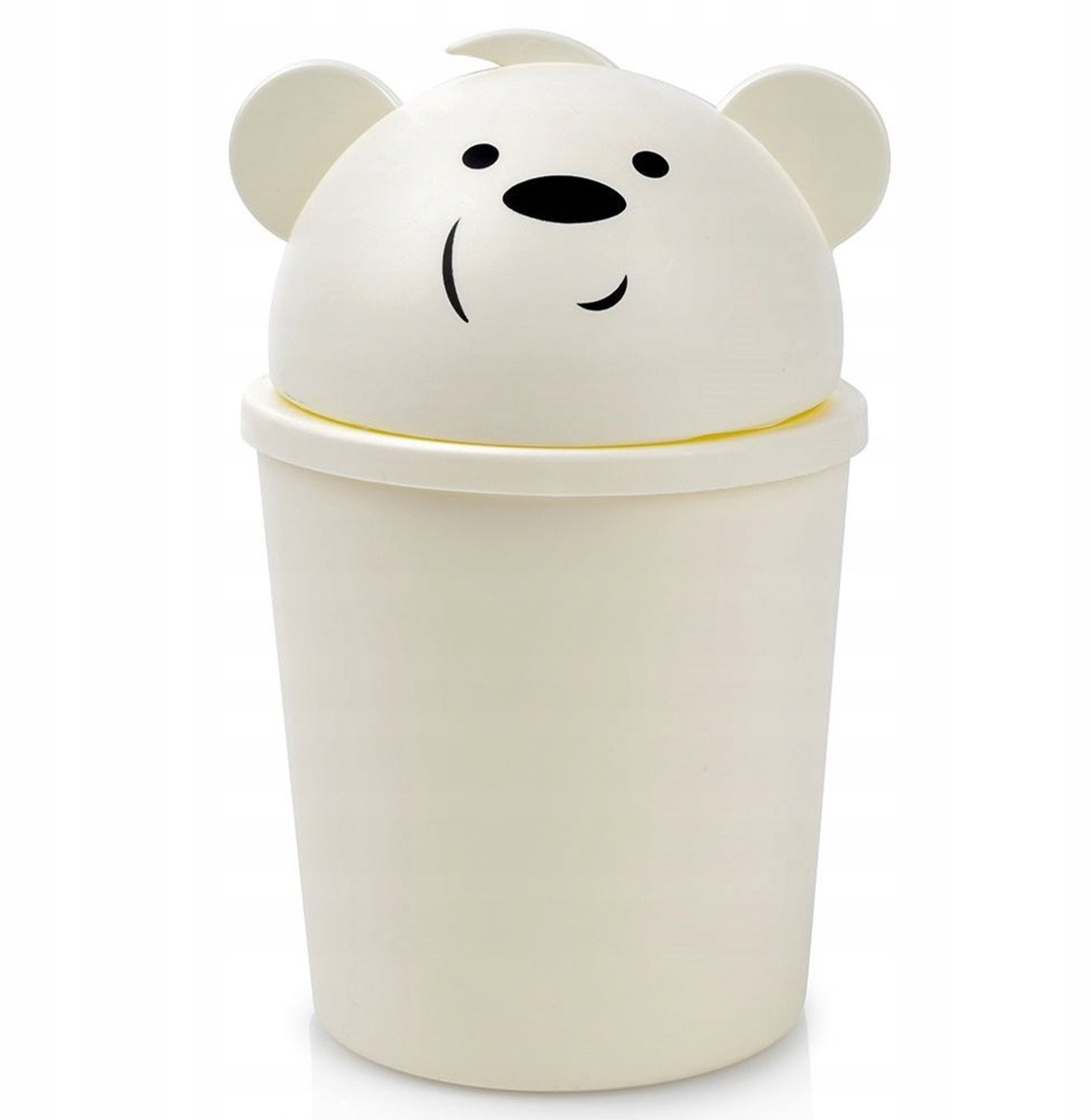 Kleine prullenbak met berenklep, 1.5L, crème