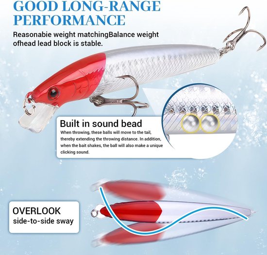 Set van 5 Realistische Wobblers voor Snoek en Zander - Perfect voor Zoet- en Zoutwater, Vissersaccessoires en Cadeau voor Hengelaars — afbeelding 3