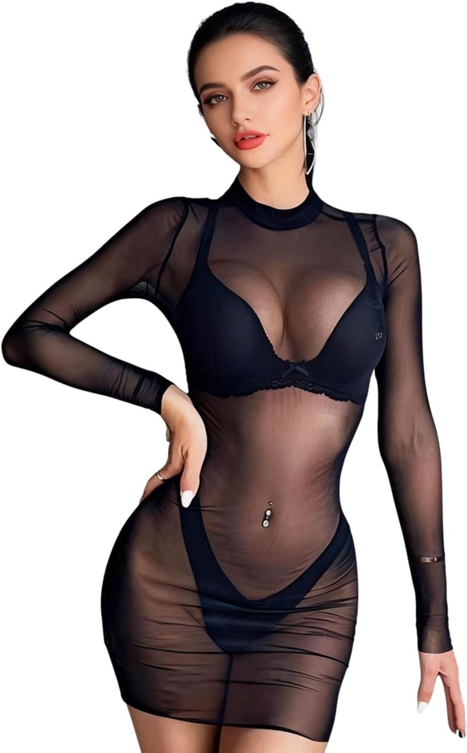 Sexy Strumpfband Ondergoed voor Dames, Transparante Blouse, Mini Jurk, Net Shirt, Zomer Top, Perfect voor Feestjes en Avonden