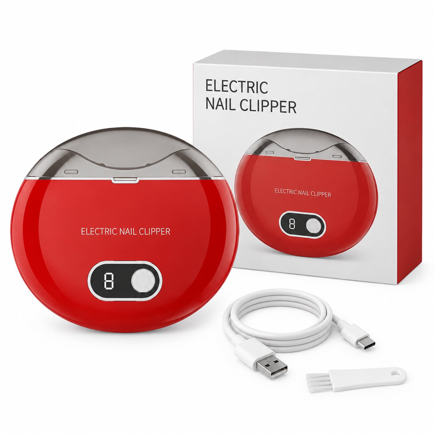 elektrische nagelknipper - rode uitvoering - Engelse verpakking - voor dagelijks en thuisgebruik - 225 g