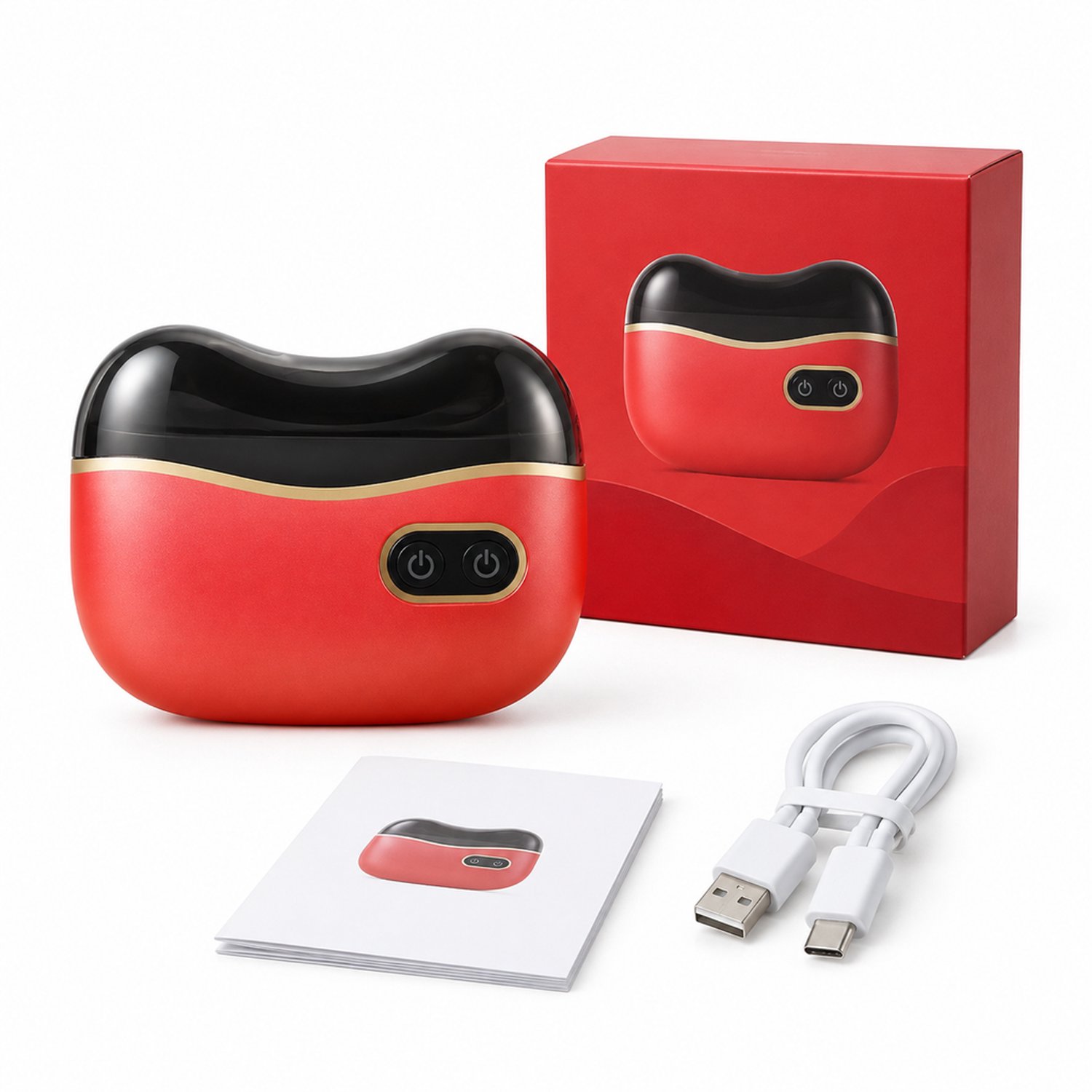 Elektrische nagelknipper - 2-in-1 nagelverzorging - voor dagelijks thuisgebruik - rood met handleiding en USB-C-laadkabel