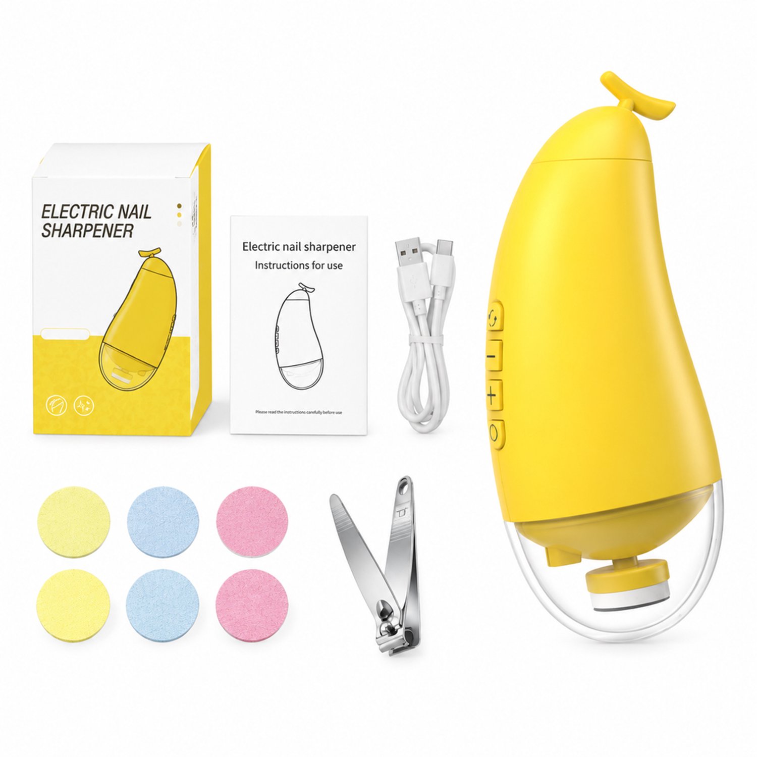elektrische nagelknipper - geel 006 - minimalistisch ontwerp - voor dagelijks en thuisgebruik - per stuk verpakt