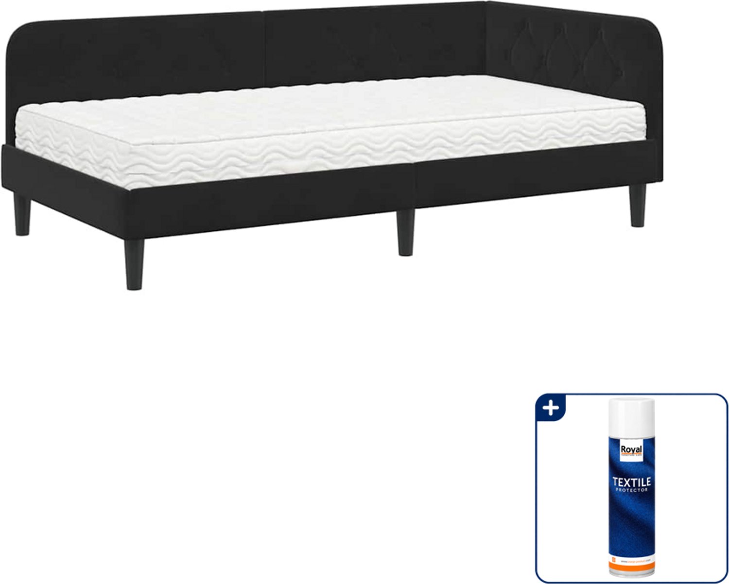 vidaXL hoekbedframe - 100 x 200 cm - fluweel - zwart - Inclusief textielbeschermer 500 ml Lichtgrijs