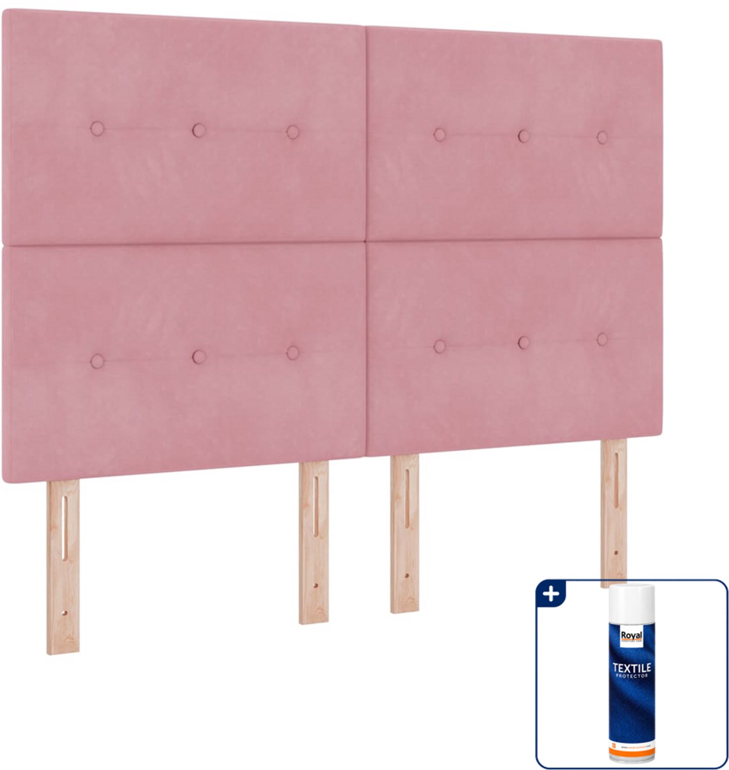 vidaXL led boxspring - Small double - 140 x 200 cm - roze - Inclusief textielbeschermer 500 ml