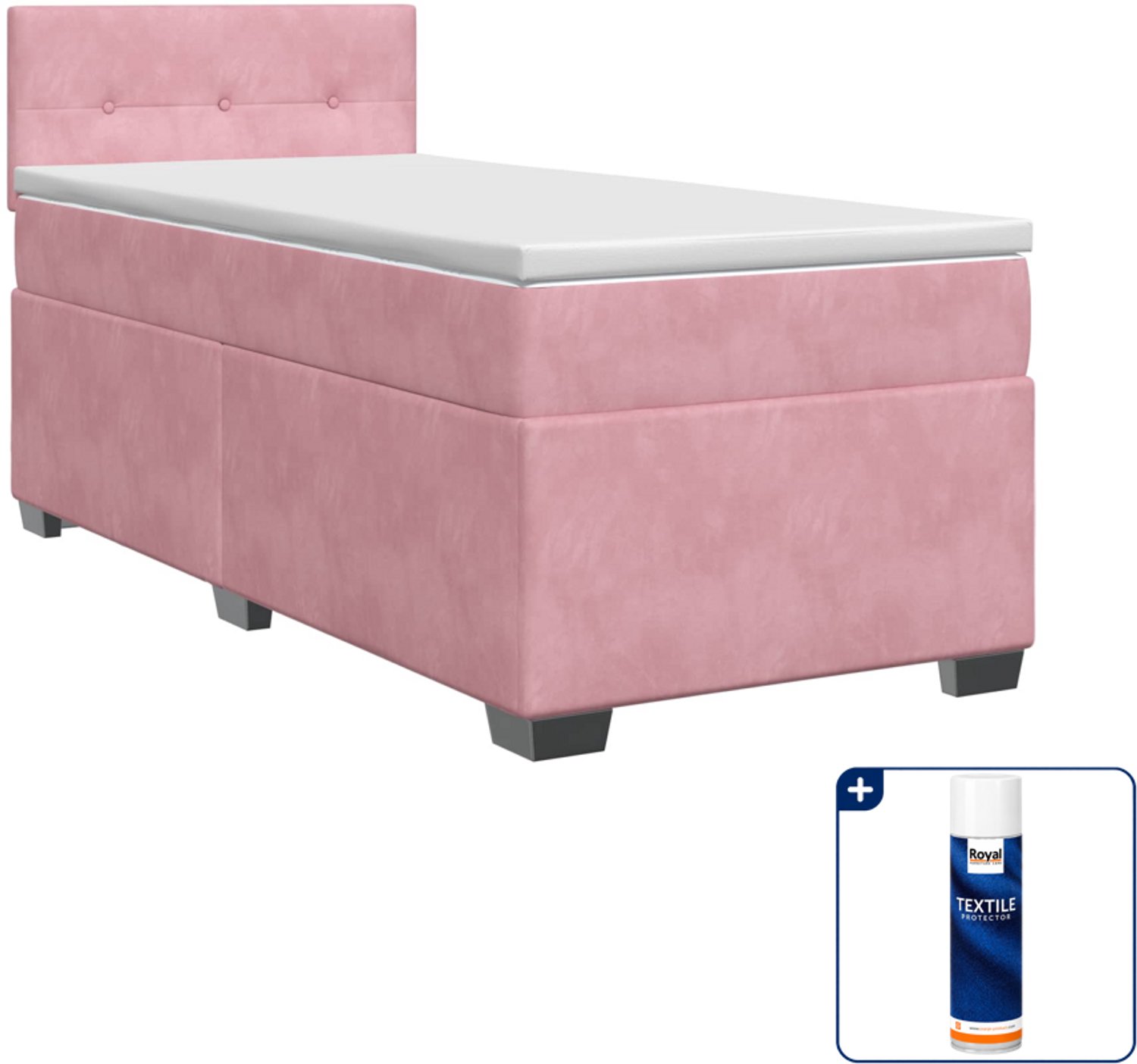 vidaXL boxspringbed met matras - 100 x 200 cm - roze - Inclusief textielbeschermer 500 ml