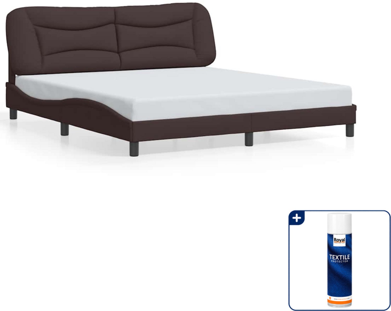 vidaXL Bedframe Hvar - Kingsize - 180 x 200 cm - donkerbruin - Inclusief textielbeschermer 500 ml