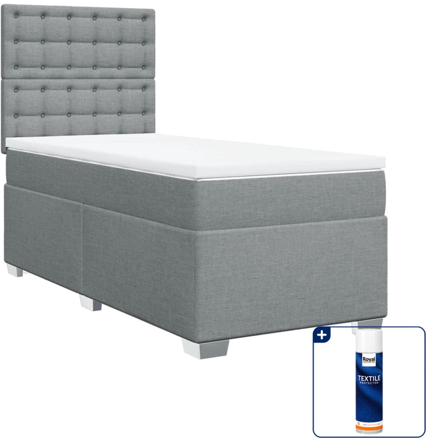vidaXL boxspring 100 x 200 cm - stof - lichtgrijs - Inclusief textielbeschermer 500 ml