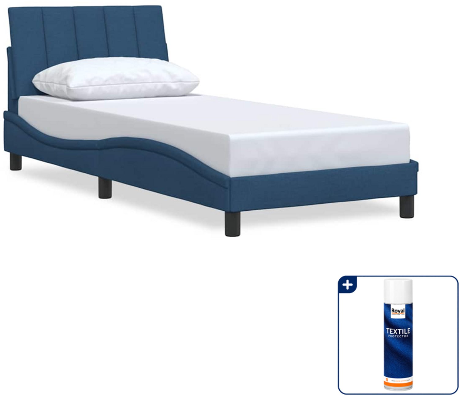 vidaXL Bedframe Hanko - 90 x 190 cm - stof - blauw - Inclusief textielbeschermer 500 ml